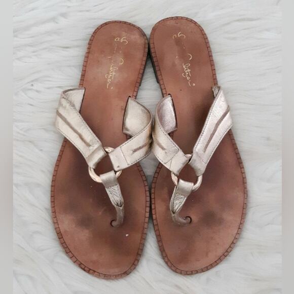 Lilly Pulitzer Gold Sandals 9 - Picture 1 of 6